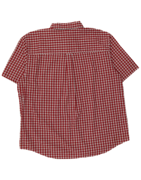 Chaps Camisa de manga corta para hombre de fácil cuidado, 2XL, algodón a cuadros rojos