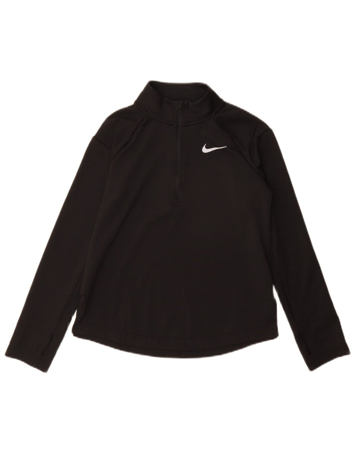 Nike Dri Fit - Chándal con cremallera y cuello para niña, 10 a 11 años, talla mediana, color negro