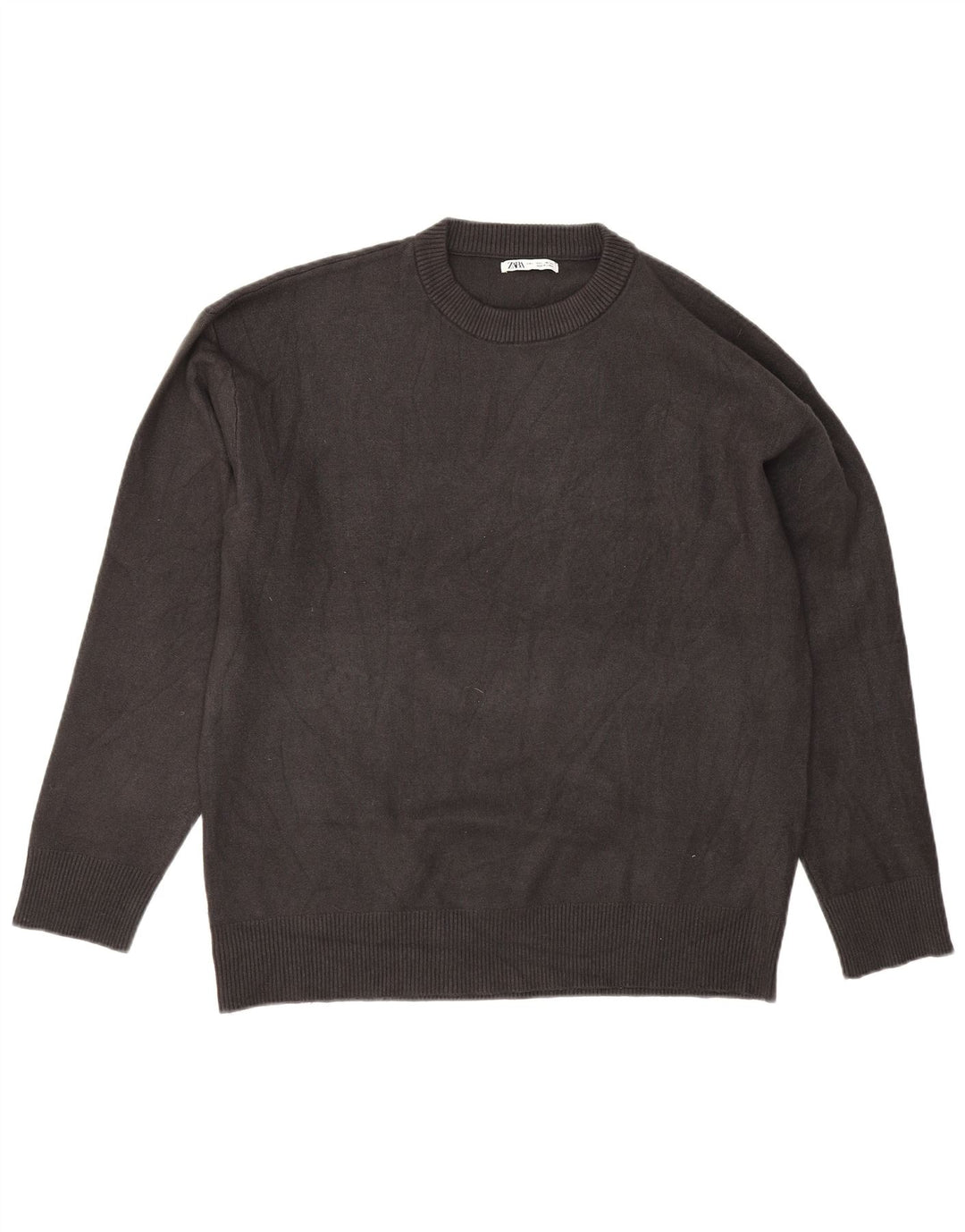 Zara Hombre Jersey De Cuello Redondo Jersey Grande Viscosa Gris