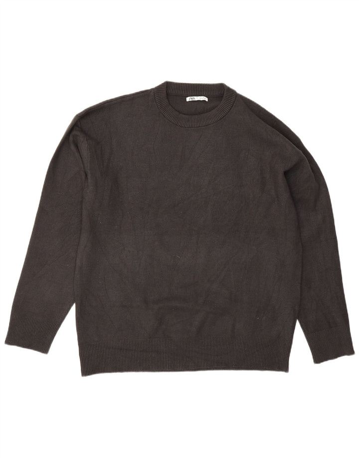 Zara Hombre Jersey De Cuello Redondo Jersey Grande Viscosa Gris