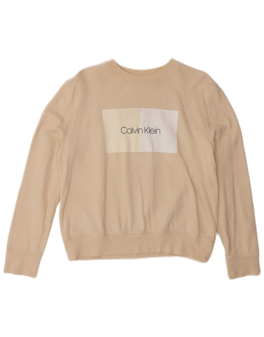 Calvin Klein Sudadera de gran tamaño con gráfico para mujer UK 10 Small Beige
