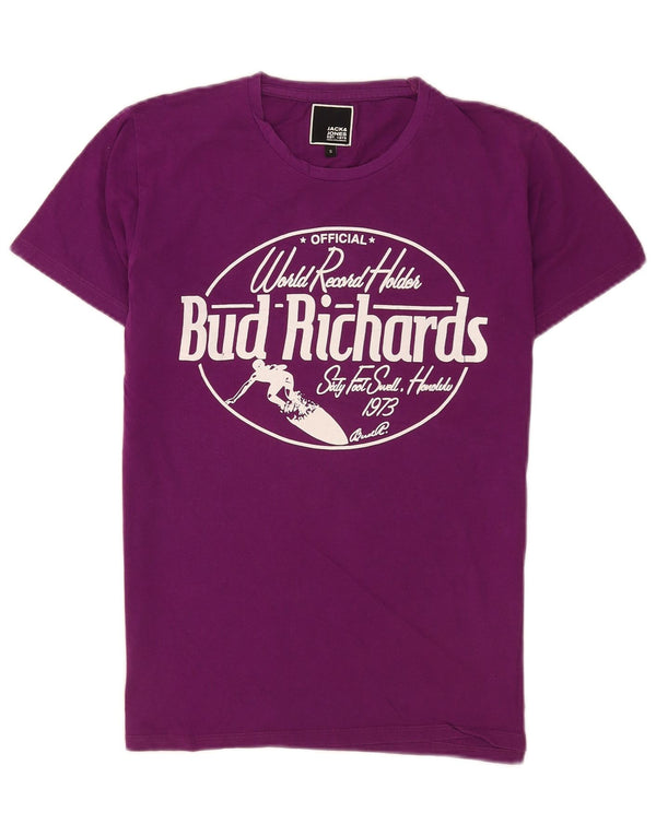 Jack & Jones Hombre Camiseta Gráfica Top Small Algodón Morado