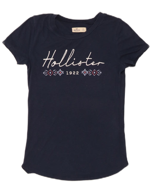 HOLLISTER Camiseta gráfica para mujer Top UK 6 XS Azul marino Algodón