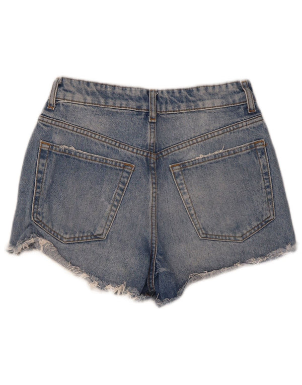 Zara Pantalones cortos de mezclilla desgastados para mujer EU 34 2XS W24 Algodón azul