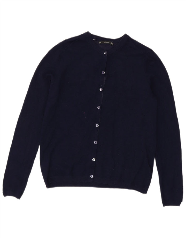 ZARA Mujer Cárdigan Suéter UK 42 Medio Azul Marino
