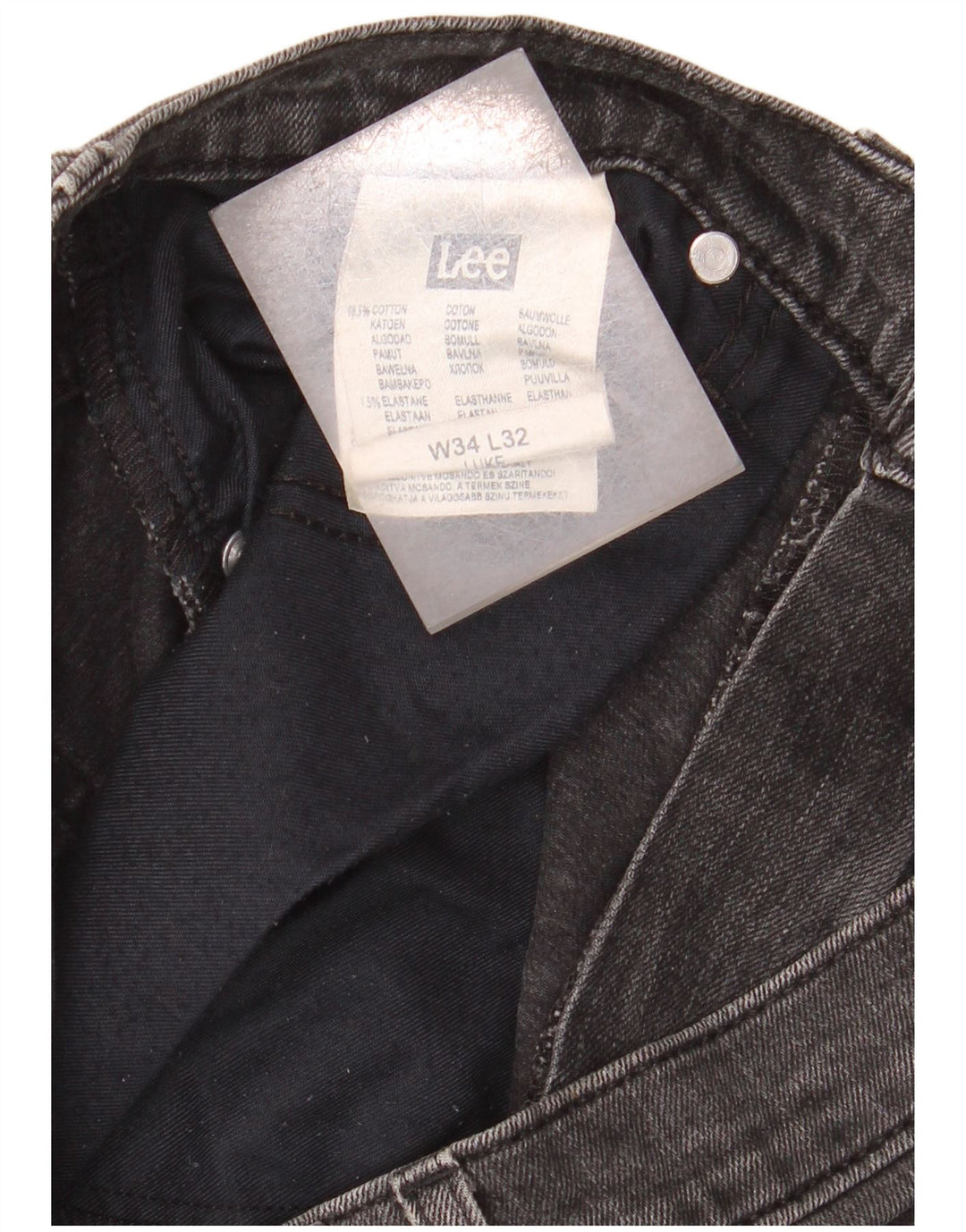 Lee Vaqueros ajustados desgastados Luke para hombre W34 L32 Algodón negro