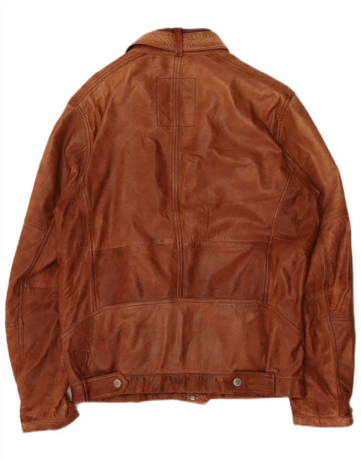 Tom Tailor Chaqueta de cuero para hombre UK 40 Large Marrón