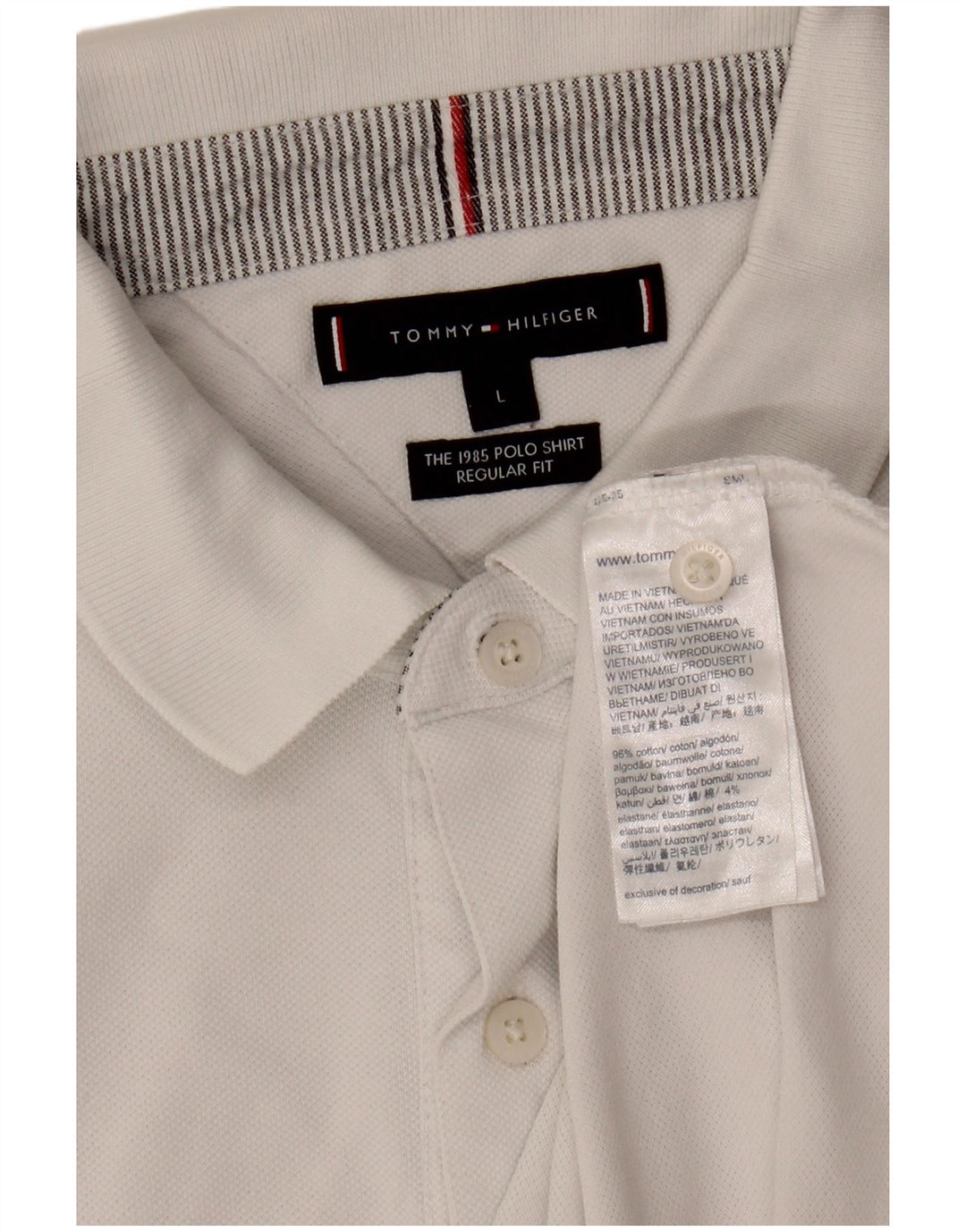 TOMMY HILFIGER Mens Regular Fit Polo Shirt Large White Cotton