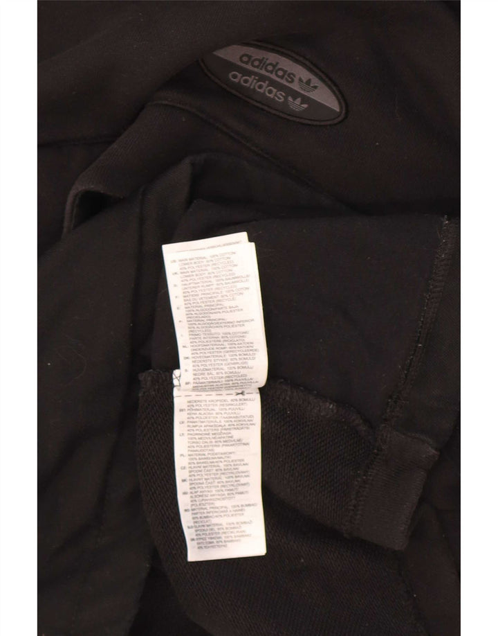 Adidas Hombre Botón Cuello Sudadera Jumper Medio Negro Algodón