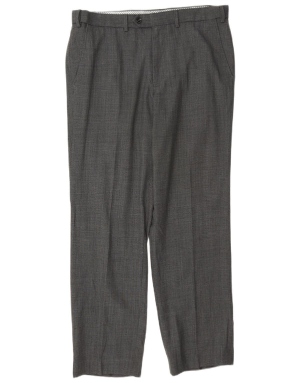 Marks & Spencer Mens Straight Suit Trousers W34 L31 Grey Polyester