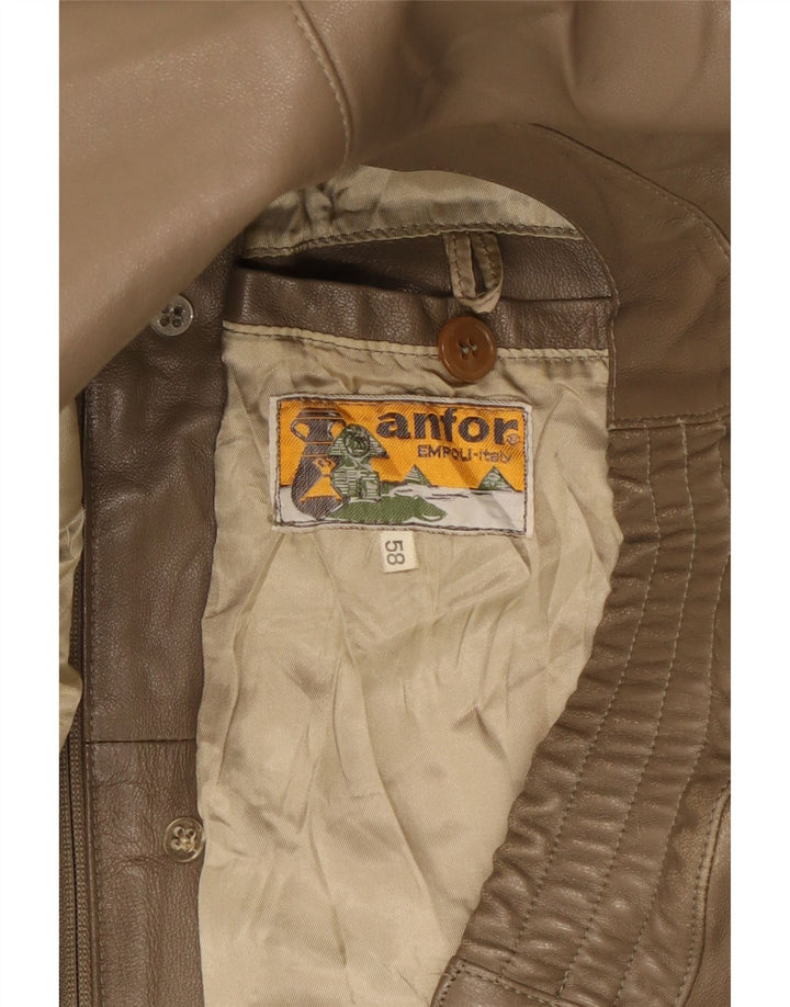 Anfor Chaqueta de cuero para hombre IT 58 2XL Marrón