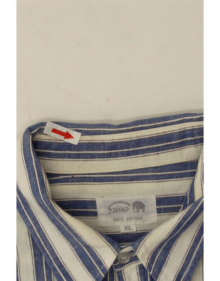 Camisa vintage para hombre XL Algodón a rayas azules