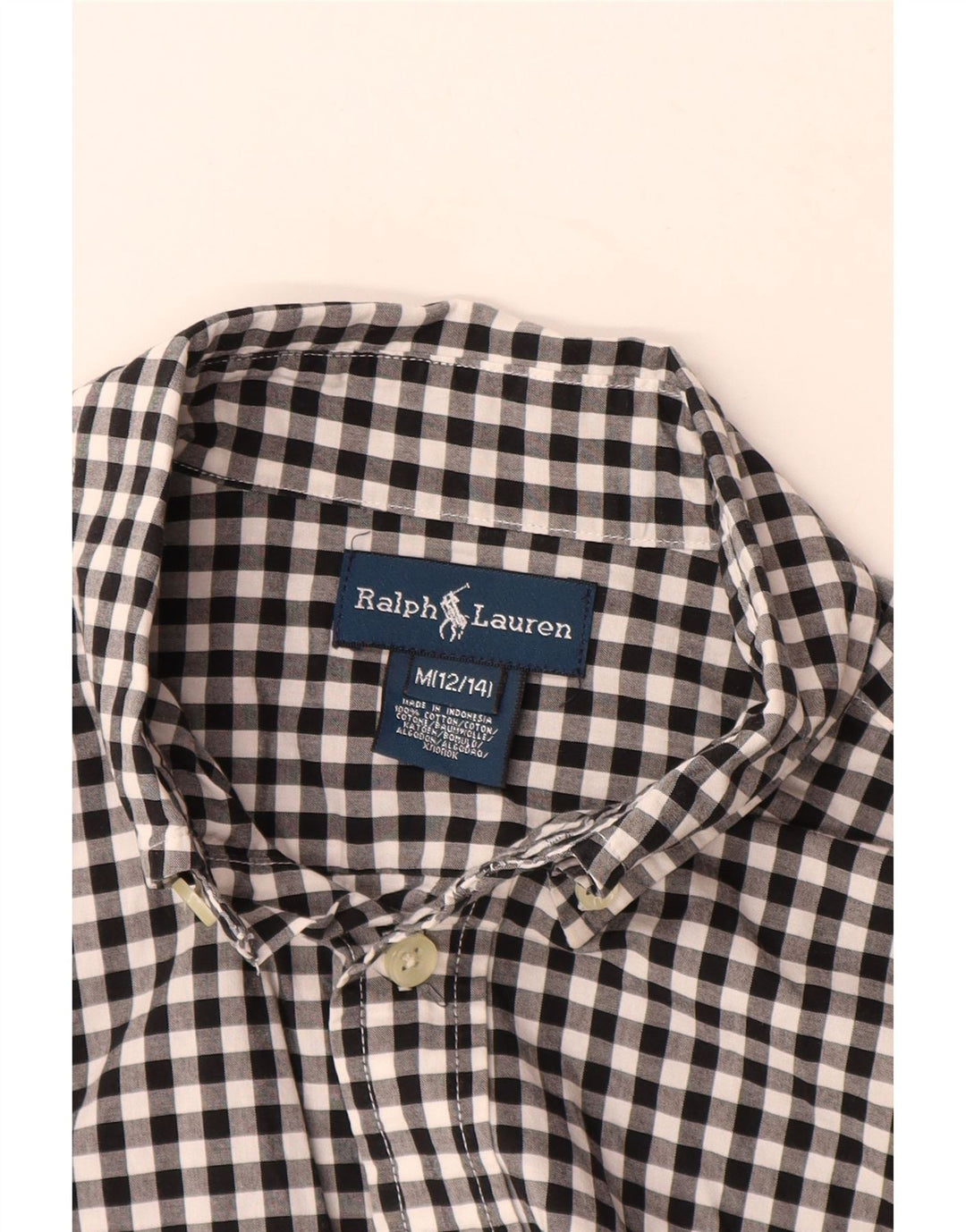 Ralph Lauren Camisa gráfica para niños 12-13 años Mediana Algodón a Cuadros Negro