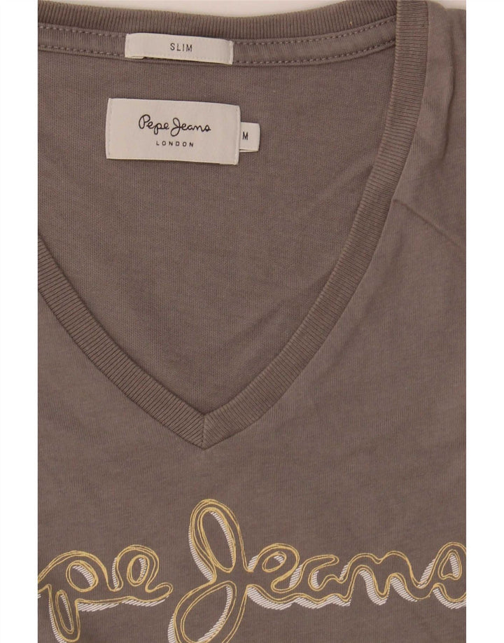 PEPE Jeans Camiseta ajustada con gráfico para hombre Top Gris medio