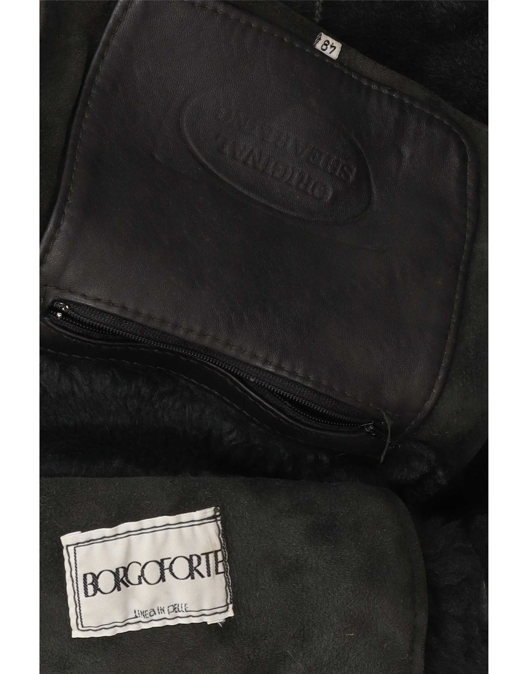 Chaqueta de piel de oveja vintage para hombre IT 48 Verde medio