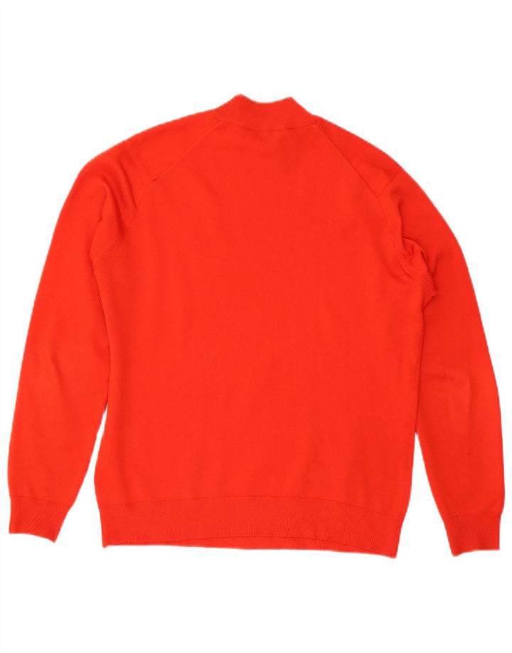 Vintage mujer cuello tortuga jersey suéter Reino Unido 14 poliéster rojo medio