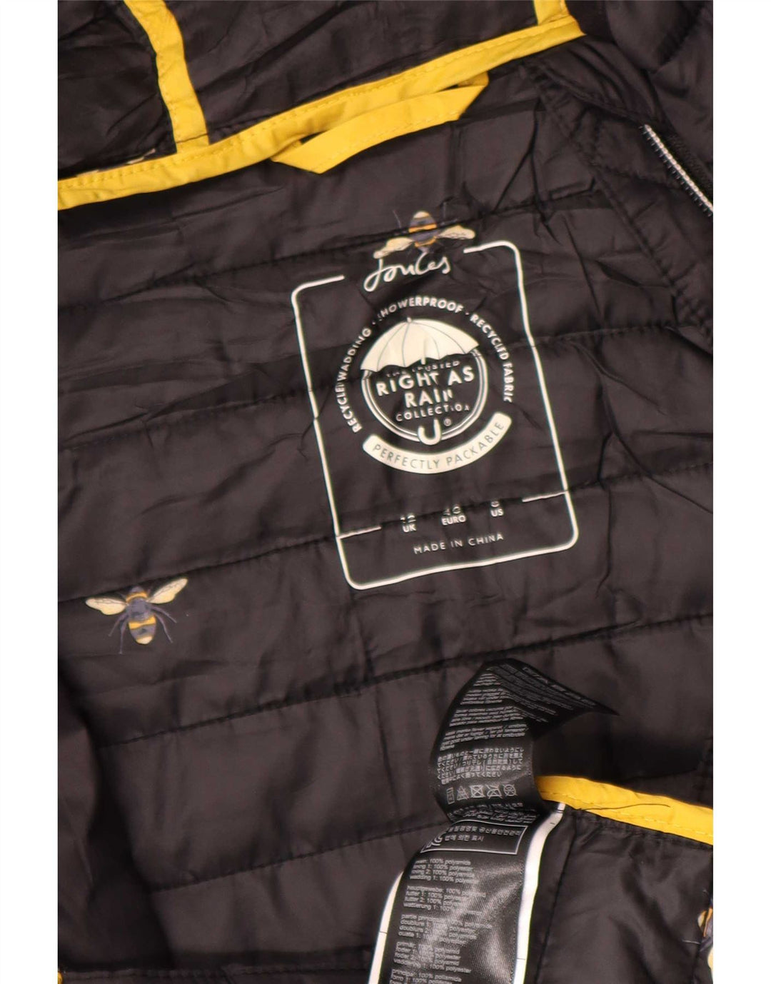 Abrigo acolchado con capucha para hombre Joules UK 44 Mediano Poliamida negra