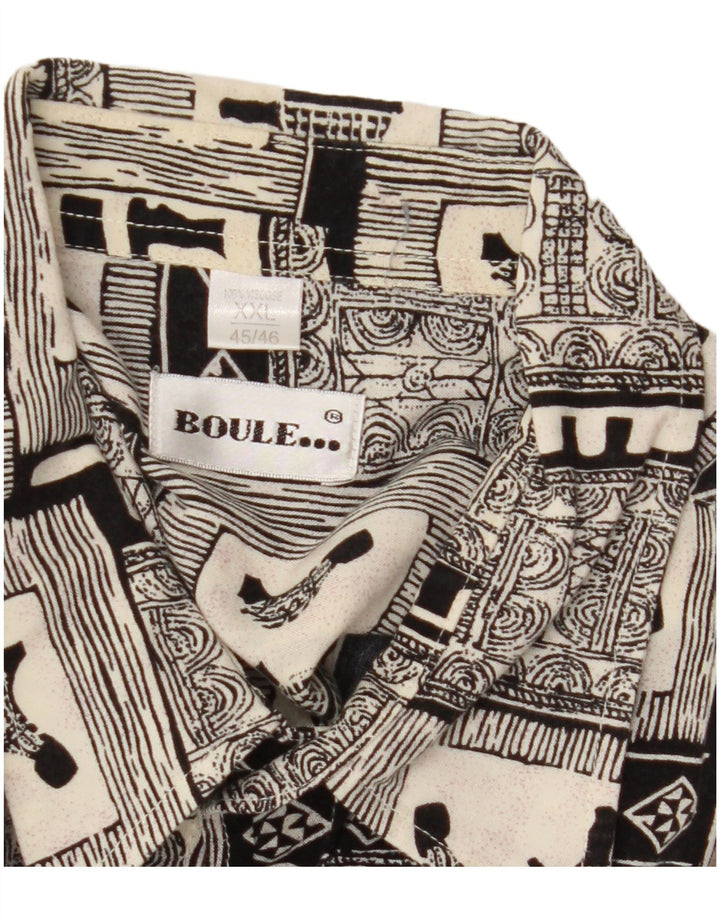 BOULEE Camisa Manga Corta Hombre Talla 45/46 2XL Viscosa Patchwork Negra