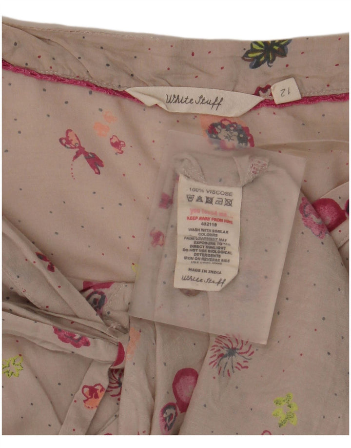 Blusa estilo camisa para mujer de White Stuff, talla 42, viscosa floral en beige medio
