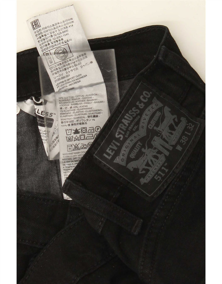 Levi's Hombre 511 Slim Jeans W38 L32 Algodón Negro
