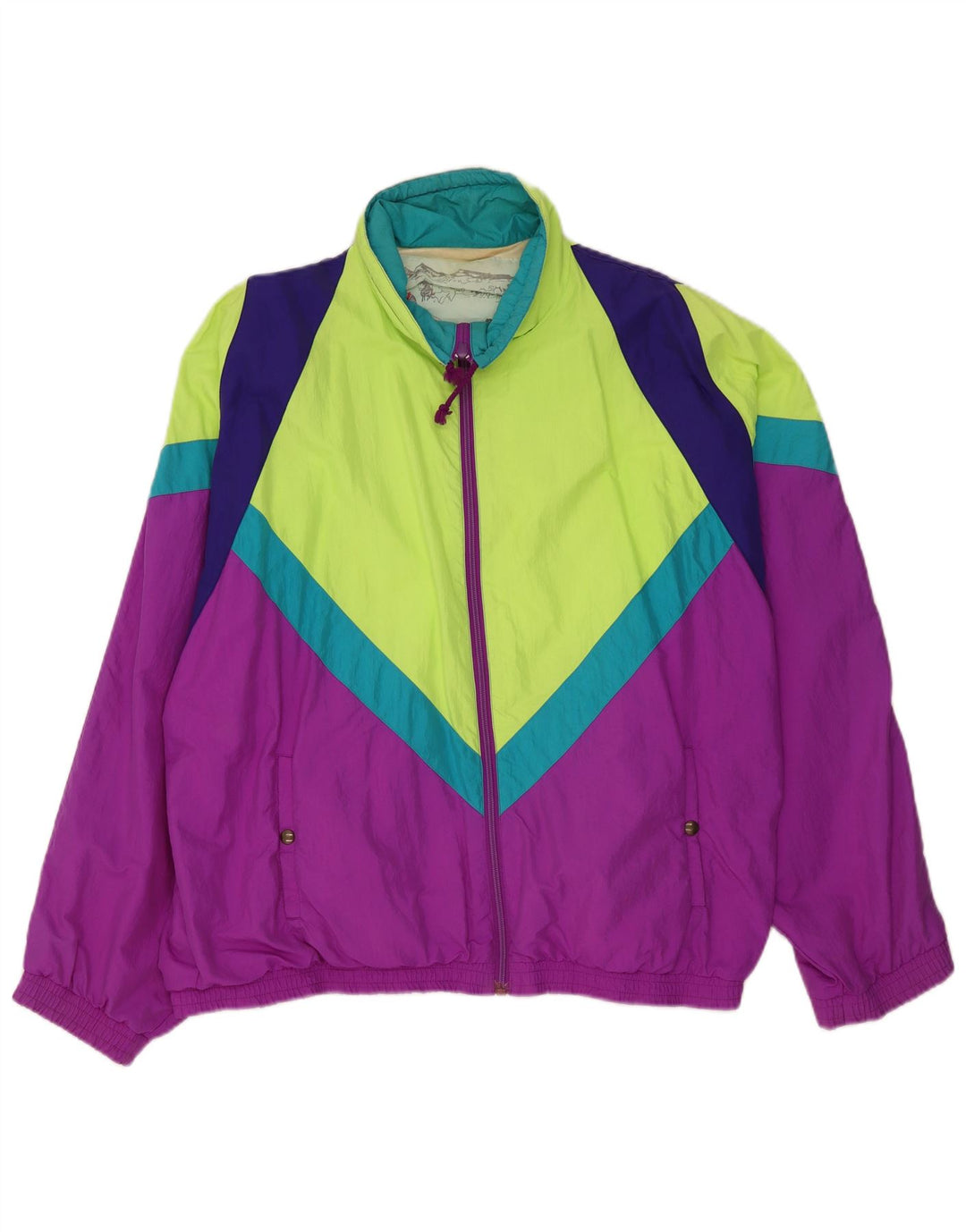 Vintage hombres chaqueta de lluvia Reino Unido 46 3XL bloque de color multicolor