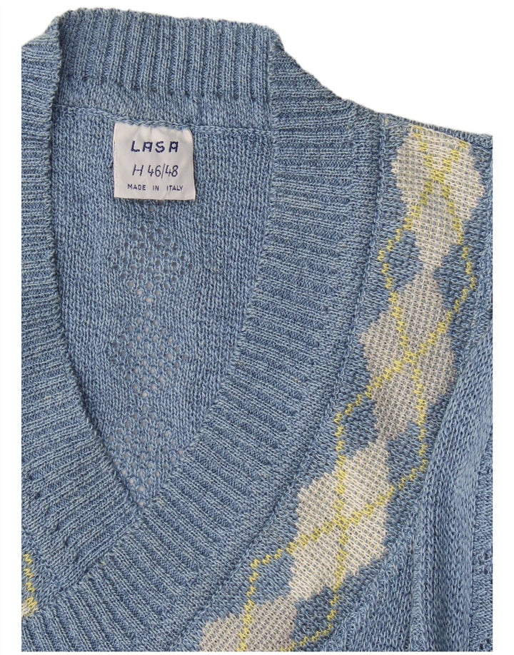 Lasa Jersey con Cuello en V para Mujer IT 46/48 Large Blue Argyle/Diamond