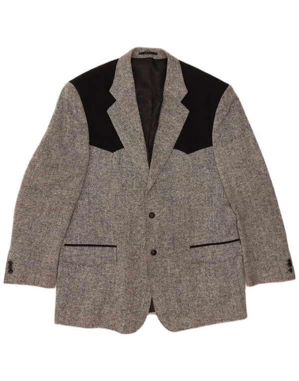 STOCKERPOINT Chaqueta tipo blazer de 2 botones para hombre UK 44 2XL Lana gris con bloques de color