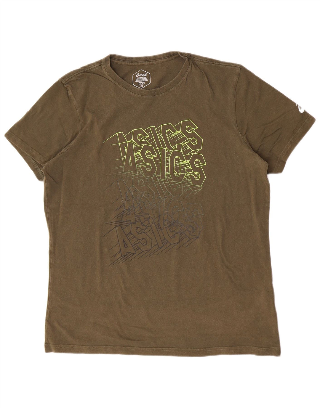 Asics - Camiseta gráfica para hombre, talla grande, color caqui, algodón
