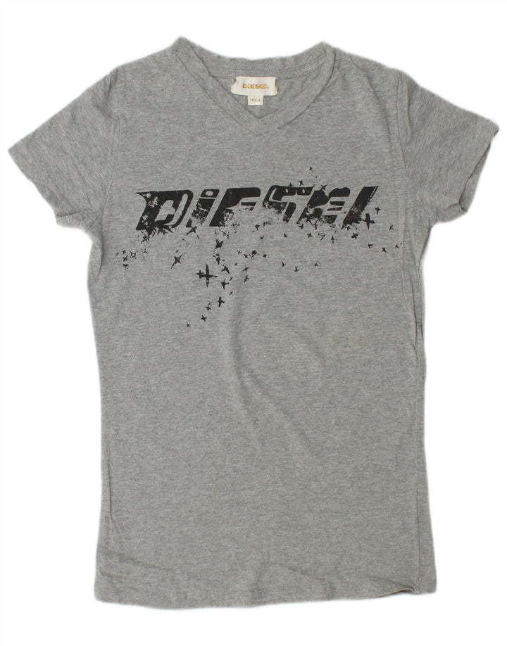 DIESEL Camiseta gráfica para mujer Top UK 44 Grande Gris