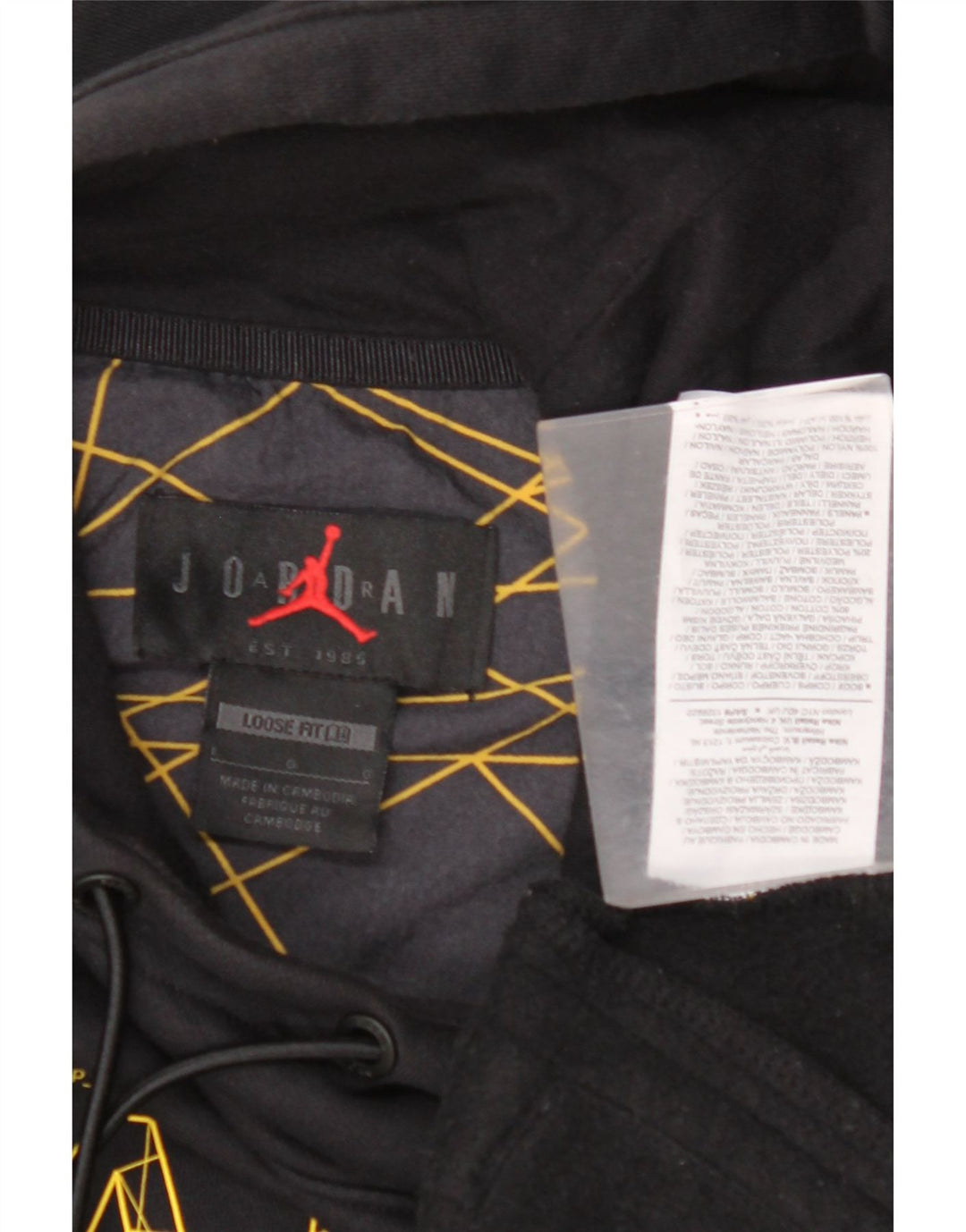 JORDAN Hombre Paris Graphic Loose Fit Sudadera con Capucha Jumper Grande Negro Geométrico