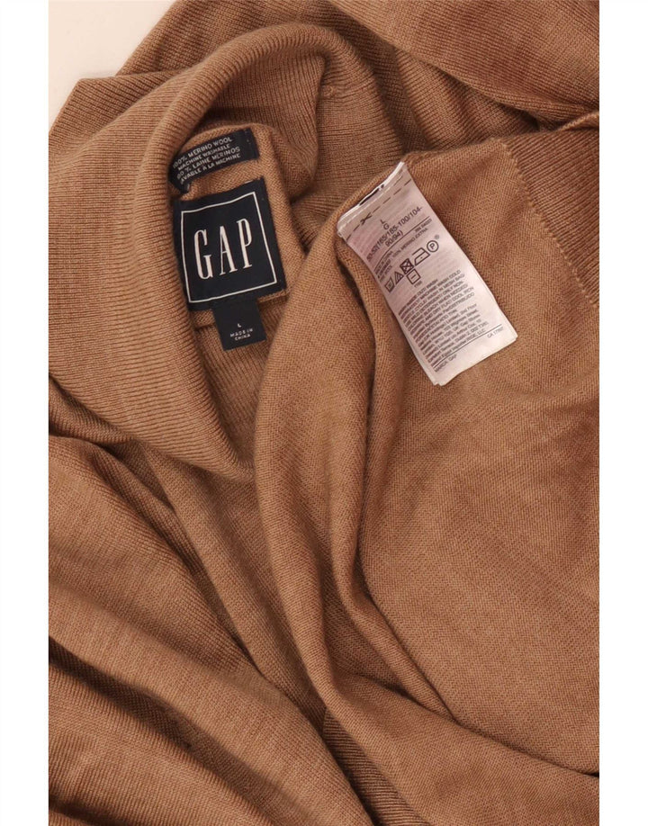 Gap Jersey con cuello vuelto para hombre, talla grande, de lana merino moteada en color beige