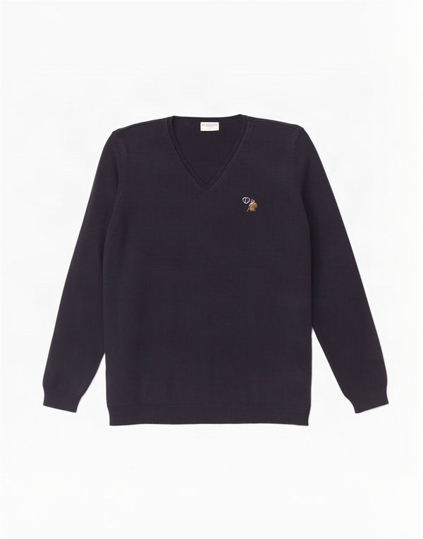 U.S. Polo Assn. Womens V-Neck Jumper Sweater UK 14 Large Navy Blue
