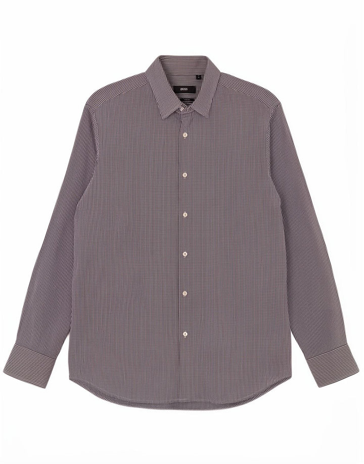 Hugo Boss Camisa de corte regular para hombre Talla 41 16 Cuadro grande azul