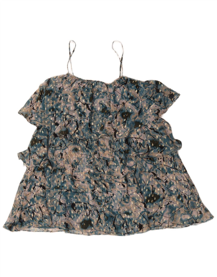 Zara Vestido Escalonado Con Estampado Abstracto Para Mujer UK 46 Poliéster Verde Grande