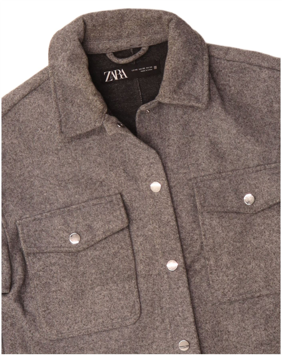 Zara Mujer Chaqueta Bomber Extragrande UK 6 XS Poliéster Gris