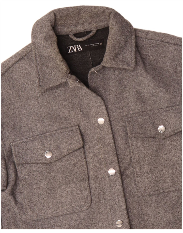 Zara Mujer Chaqueta Bomber Extragrande UK 6 XS Poliéster Gris