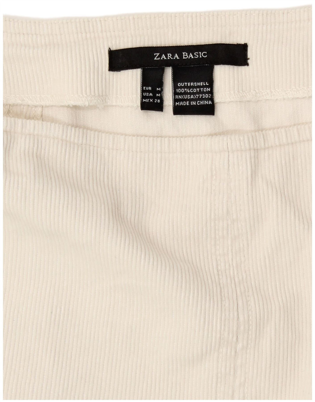 Zara Mujer Falda De Pana Mediana W28 Algodón Blanco