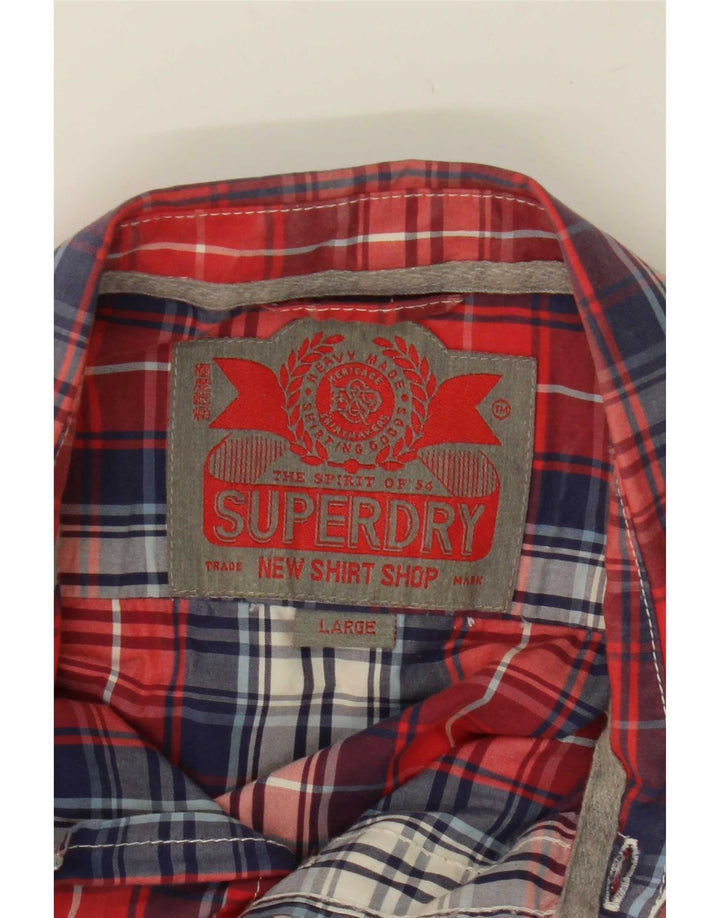 Camisa de manga corta Superdry para hombre Large Red Check