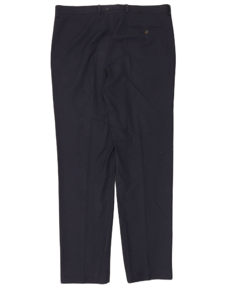 Marks & Spencer Pantalón de traje a medida para hombre W36 L33 Poliéster azul marino