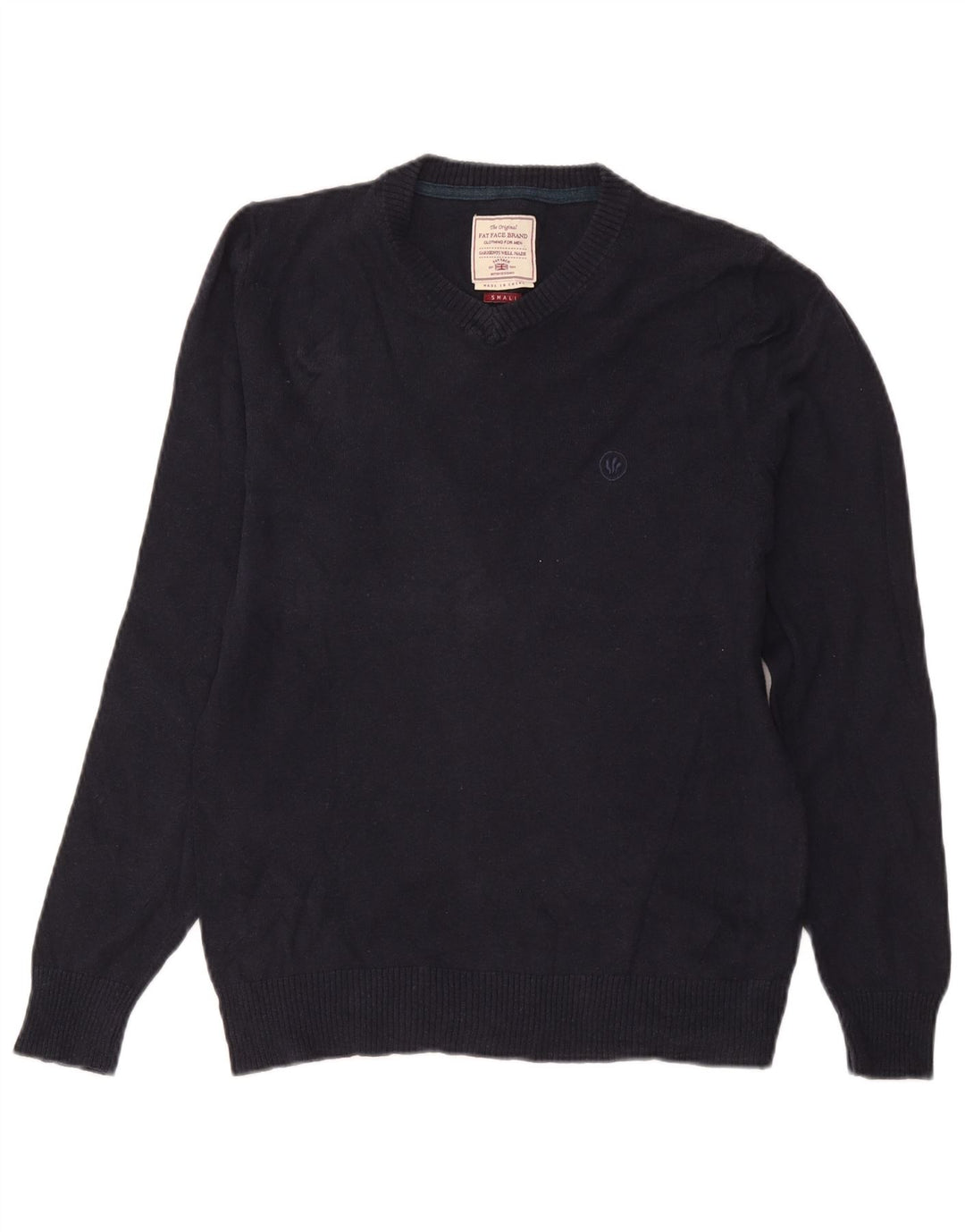 Jersey con cuello en V para hombre Fat Face Small Azul marino Algodón