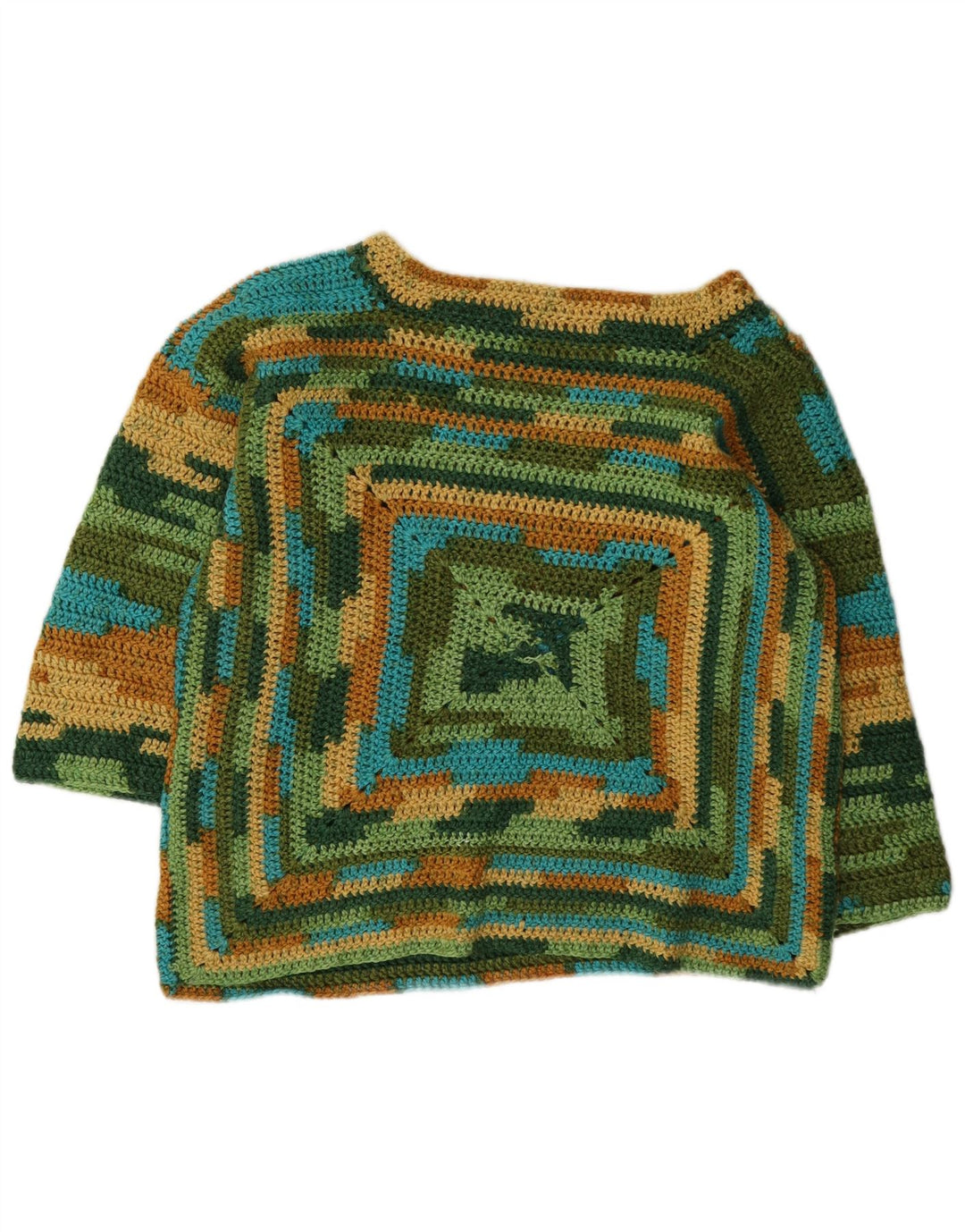 Vintage mujer barco cuello jersey suéter Reino Unido 14 medio multicolor