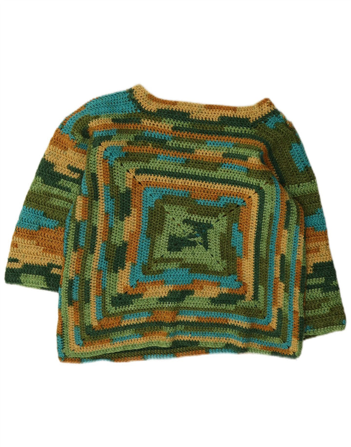Vintage mujer barco cuello jersey suéter Reino Unido 14 medio multicolor