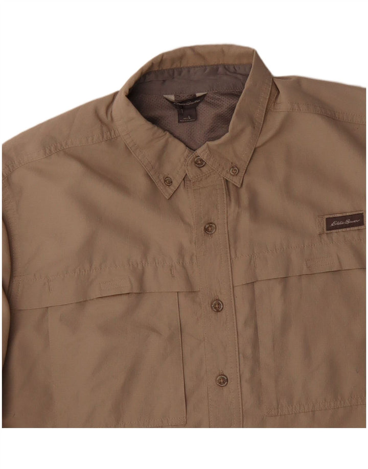 Eddie Bauer Camisa para hombre grande Poliéster beige