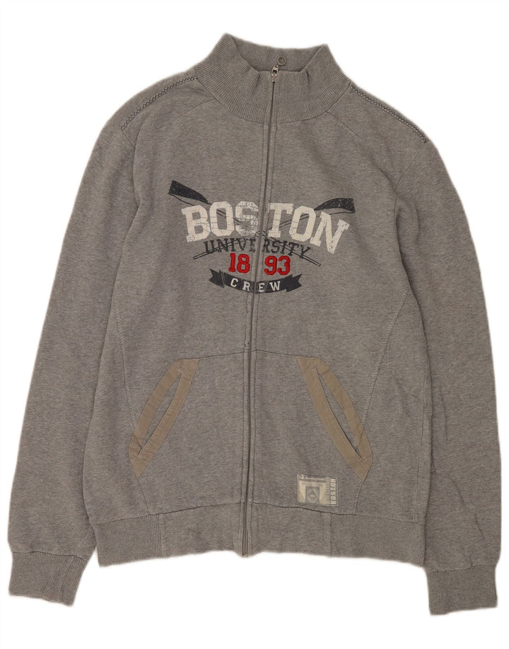 Champion Boston Graphic Chándal Top Chaqueta Grande Gris Algodón