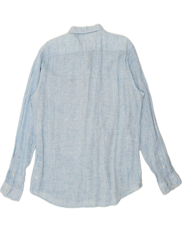 MARLBORO CLASSICS Camisa de ajuste personalizado para hombre 2XL Lino azul