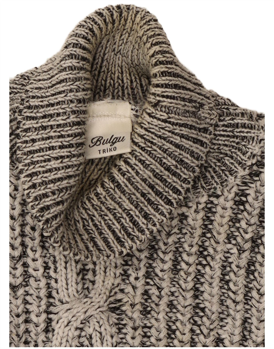 Vintage mujer rollo cuello jersey suéter Reino Unido 16 grande gris rayas