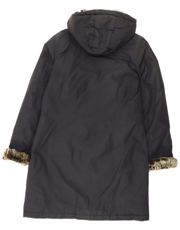 Woolrich Abrigo acolchado con capucha para mujer UK 20 2XL Algodón azul marino