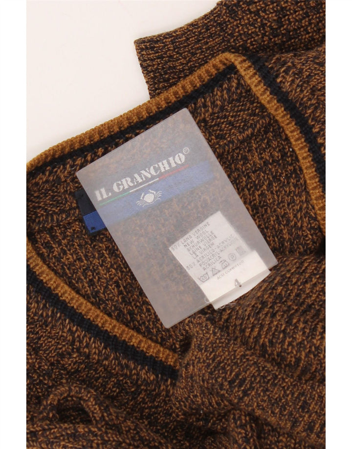 Il Granchio Jersey Con Cuello De Pico De Lana Moteada Marrón Medio