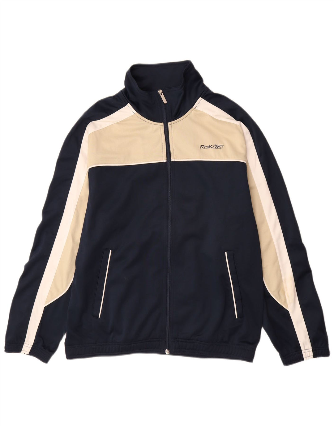 REEBOK Chaqueta superior de chándal para hombre Poliéster con bloques de color azul marino mediano