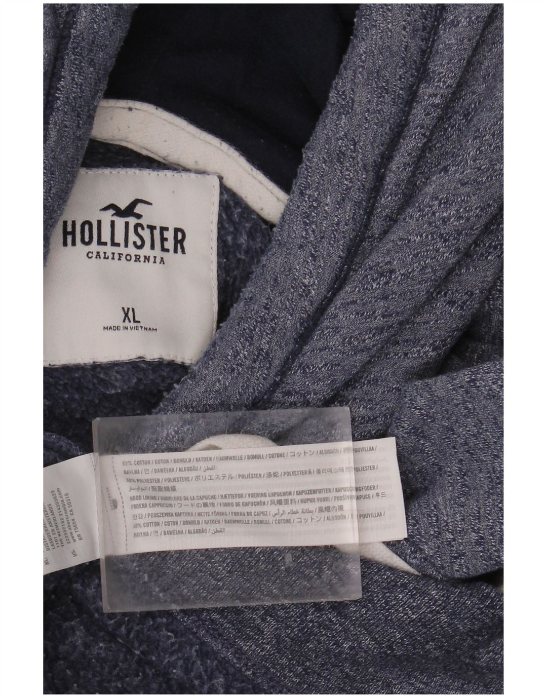 HOLLISTER Sudadera con capucha gráfica para hombre XL Algodón moteado azul